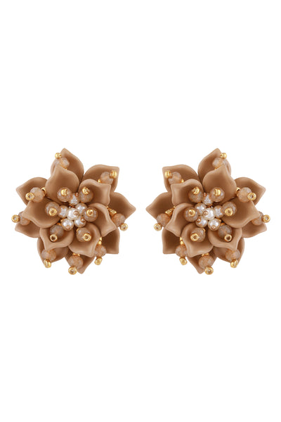 Raya jewels Bloom Stud Earrings beige fashion jewellery online shopping melange singapore indian designer wear