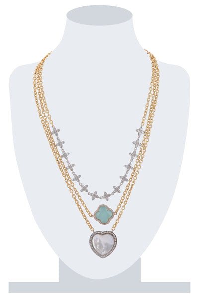 Raya Delicate Layered Necklace blue gold fashion jewellery online shopping melange singapore indian designer wear