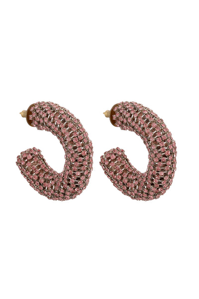 Raya Glitter Tiny Hoops pink fashion jewellery online shopping melange singapore indian designer wear