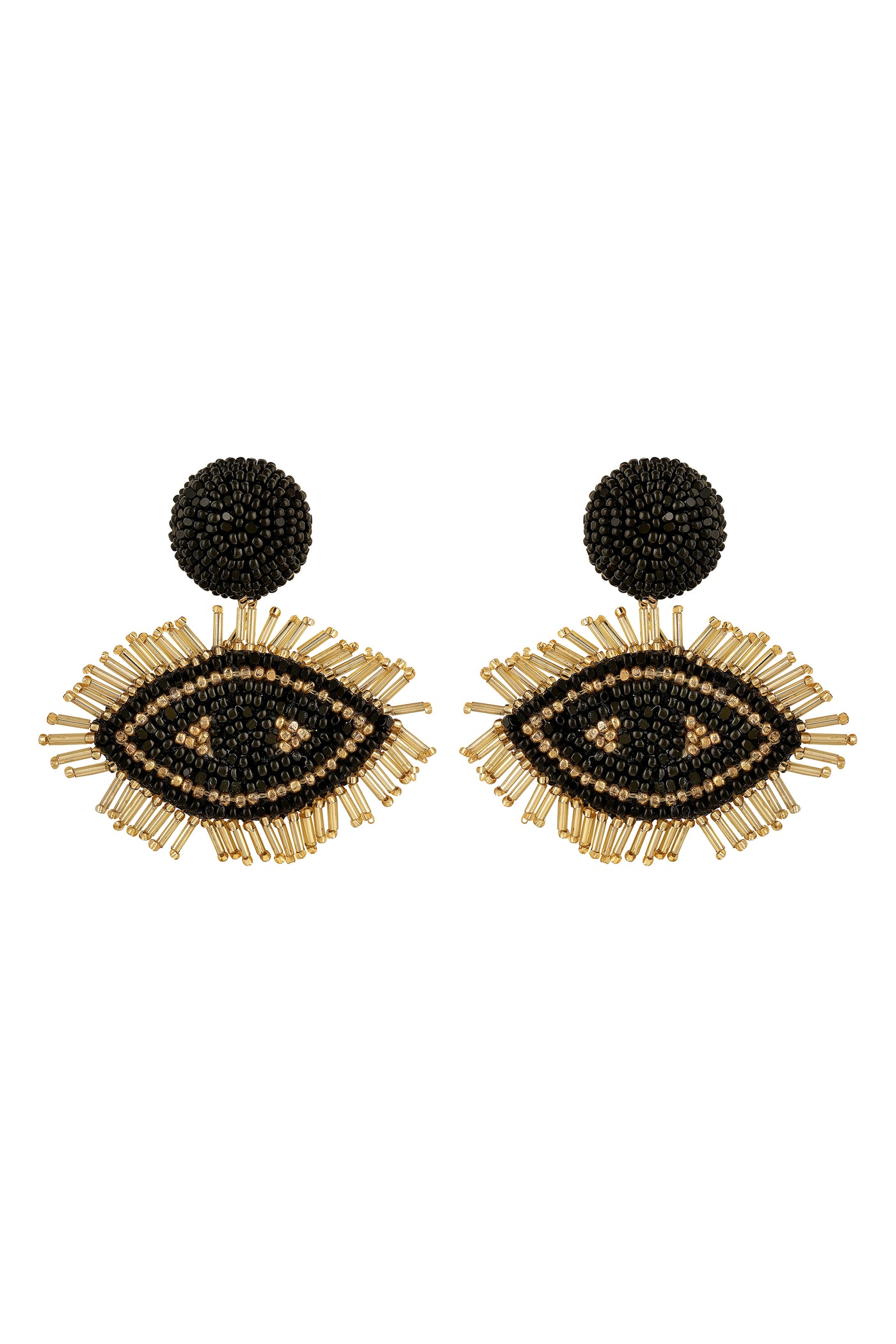 Raya Handcrafted Evil Eye Earrings Black Gold fashion jewellery online shopping melange singapore indian designer wear