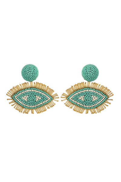Raya Handcrafted Evil Eye Earrings Blue Gold fashion jewellery online shopping melange singapore indian designer wear