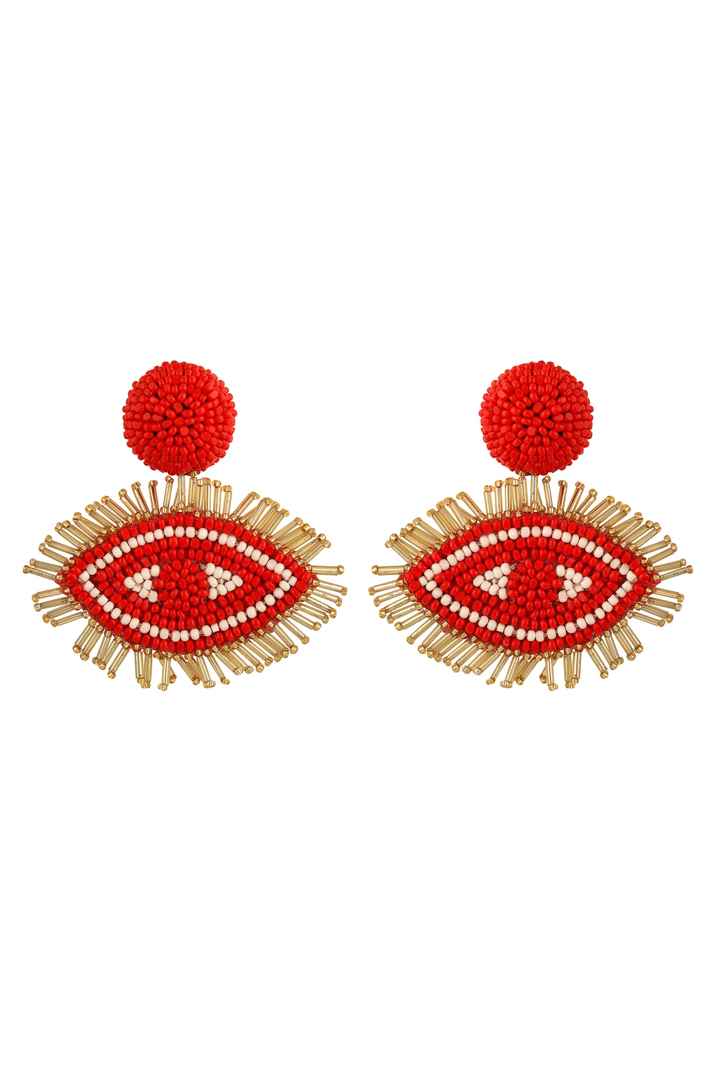Raya Handcrafted Evil Eye Earrings red Gold fashion jewellery online shopping melange singapore indian designer wear