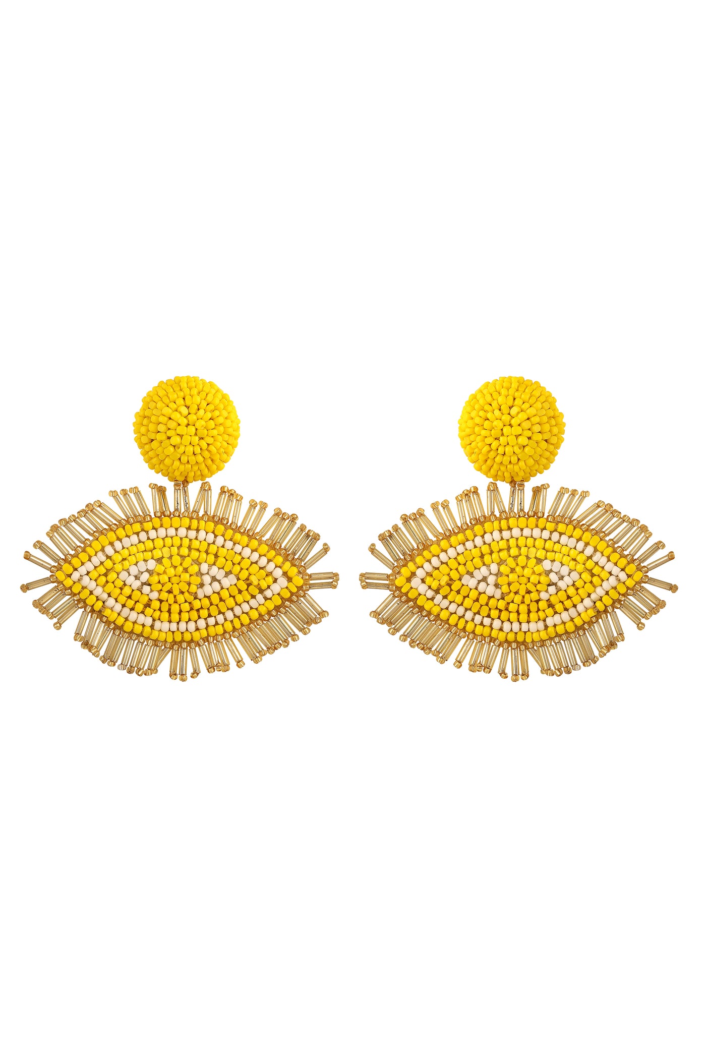 Raya Handcrafted Evil Eye Earrings yellow Gold fashion jewellery online shopping melange singapore indian designer wear