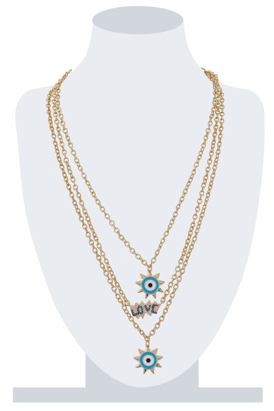 Raya Nazar Layered Necklace blue gold fashion jewellery online shopping melange singapore indian designer wear