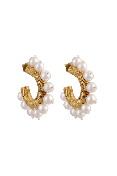 Raya Pearl Tiny Hoops gold white fashion jewellery online shopping melange singapore indian designer wear