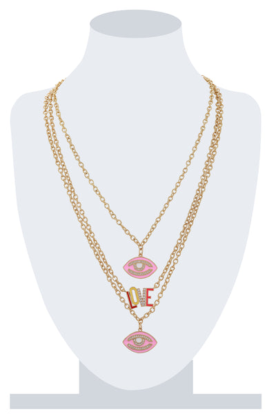 Raya Simple Layered Necklace Pink fashion jewellery online shopping melange singapore indian designer wear