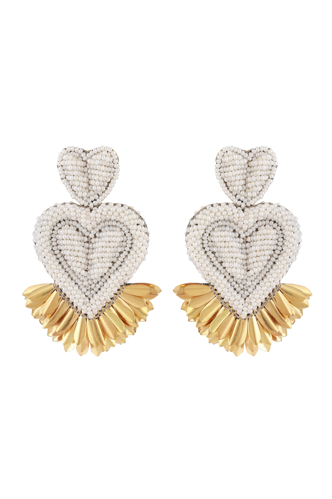 Raya jewels Beaded Heart Bringe Earrings fashion jewellery online shopping melange singapore indian designer wear