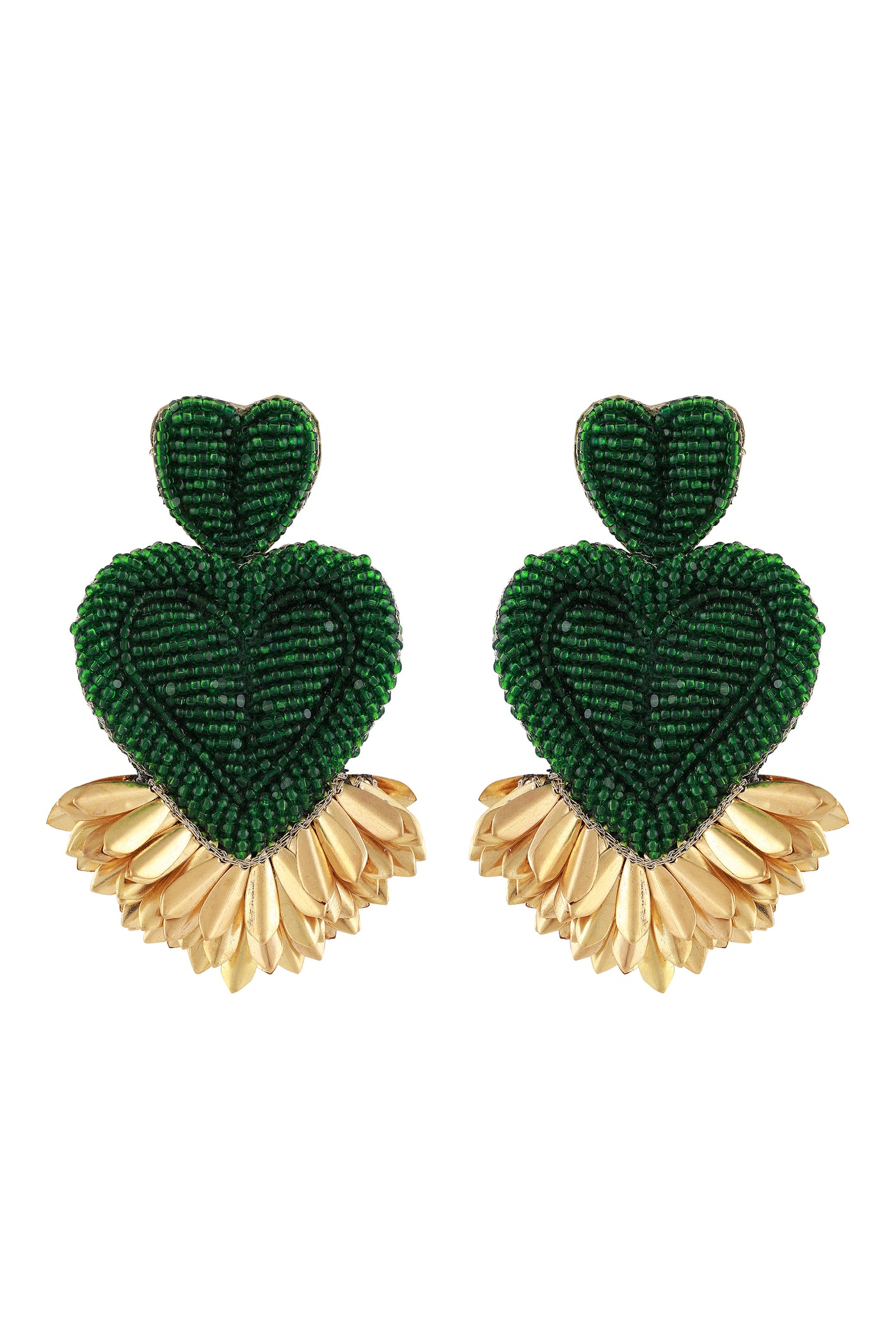 Raya jewels Beaded Heart Bringe Earrings fashion jewellery online shopping melange singapore indian designer wear