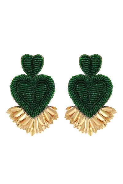 Raya jewels Beaded Heart Bringe Earrings fashion jewellery online shopping melange singapore indian designer wear