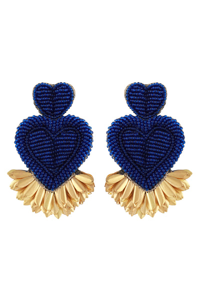 Raya jewels Beaded Heart Bringe Earrings fashion jewellery online shopping melange singapore indian designer wear