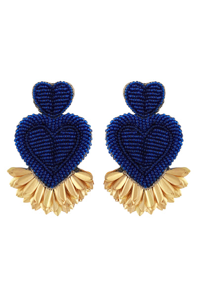 Raya jewels Beaded Heart Bringe Earrings fashion jewellery online shopping melange singapore indian designer wear