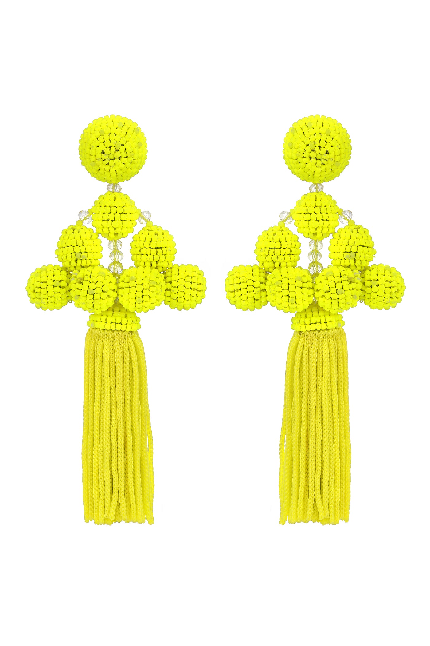 Raya jewels Beaded Tassel Long Earrings Neon Green fashion jewellery online shopping melange singapore indian designer wear