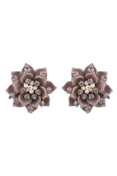 Raya jewels Bloom Stud Earrings Grey fashion jewellery online shopping melange singapore indian designer wear