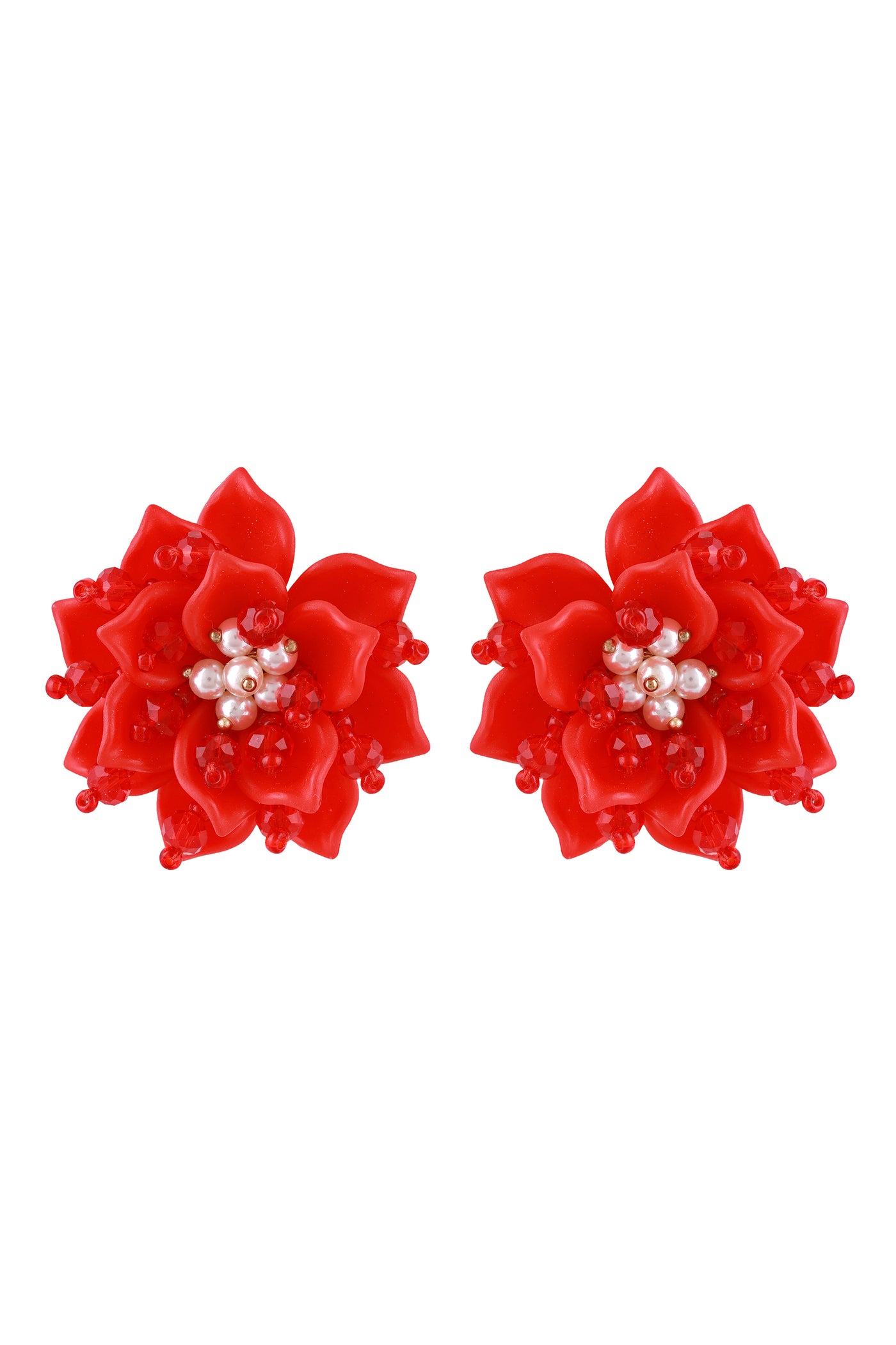 Raya jewels Bloom Stud Earrings Red fashion jewellery online shopping melange singapore indian designer wear
