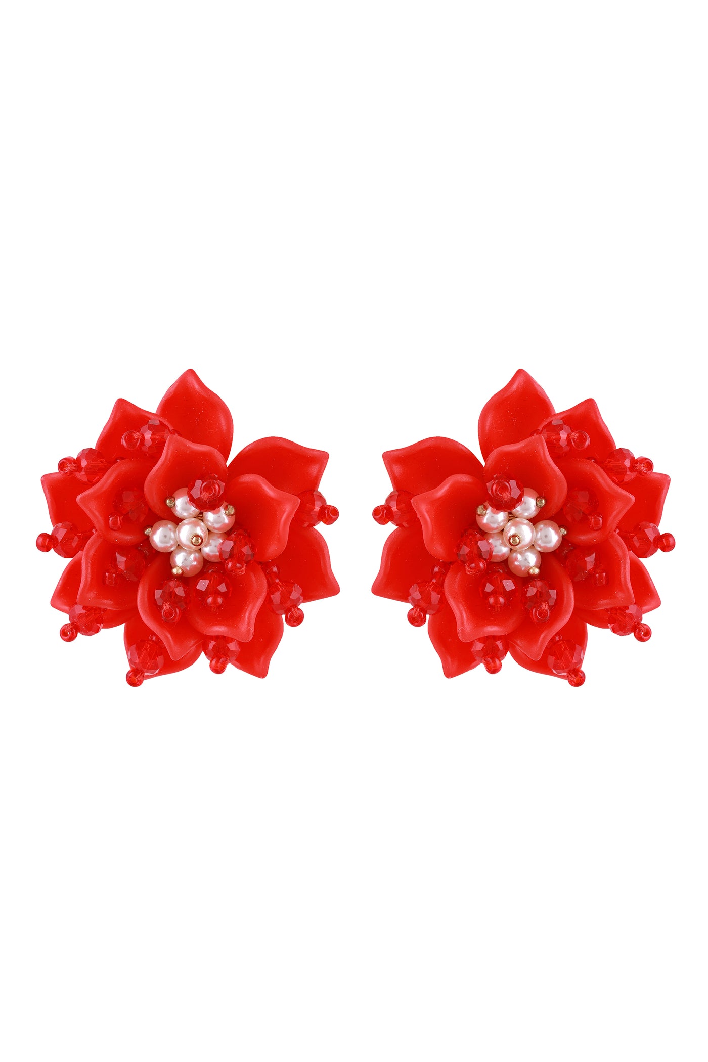 Raya jewels Bloom Stud Earrings Red fashion jewellery online shopping melange singapore indian designer wear