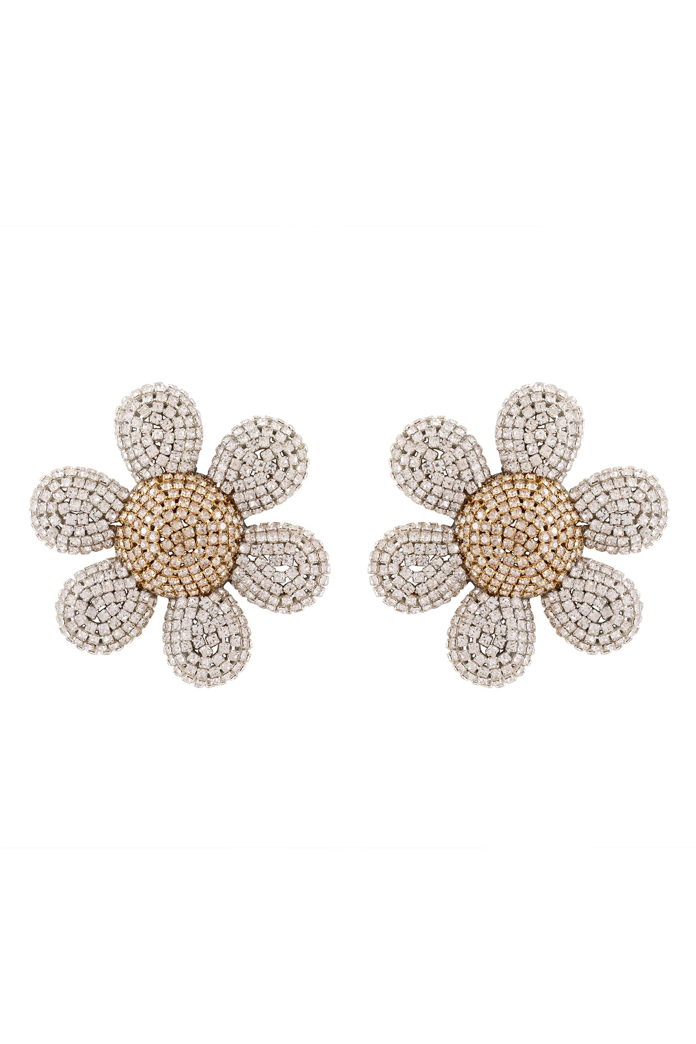 Raya jewels Crystal Flower Stud Earrings silver gold fashion jewellery online shopping melange singapore indian designer wear