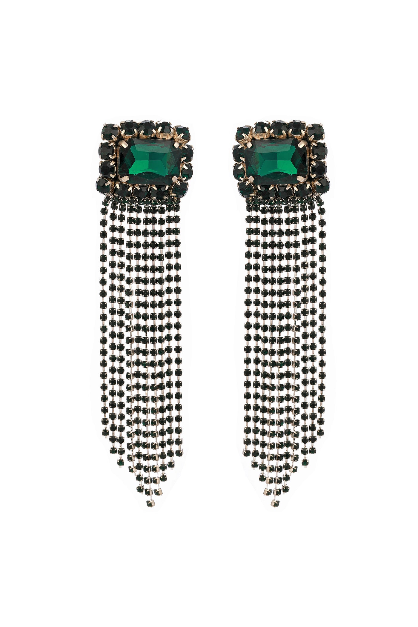 Raya jewels Crystal Stud Fringe Earrings fashion jewellery online shopping melange singapore indian designer wear