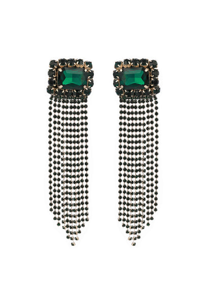 Raya jewels Crystal Stud Fringe Earrings fashion jewellery online shopping melange singapore indian designer wear