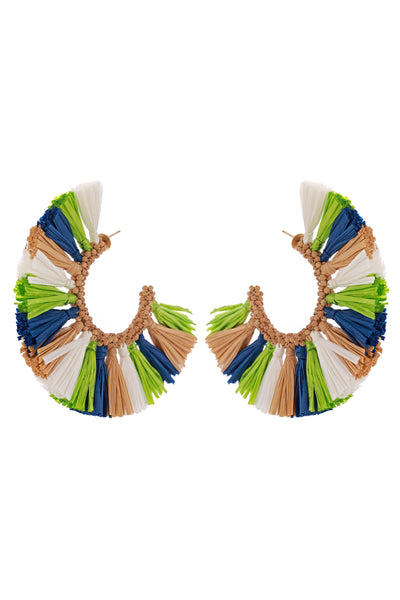 Raya jewels Multicolor Rafia Hoop Earrings fashion jewellery online shopping melange singapore indian designer wear