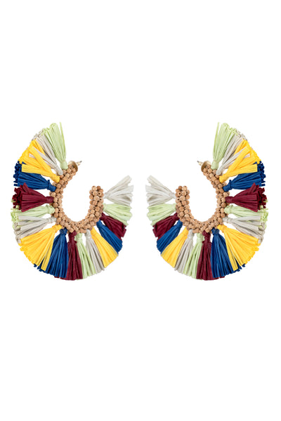 Raya jewels Multicolor Rafia Hoop Earrings fashion jewellery online shopping melange singapore indian designer wear