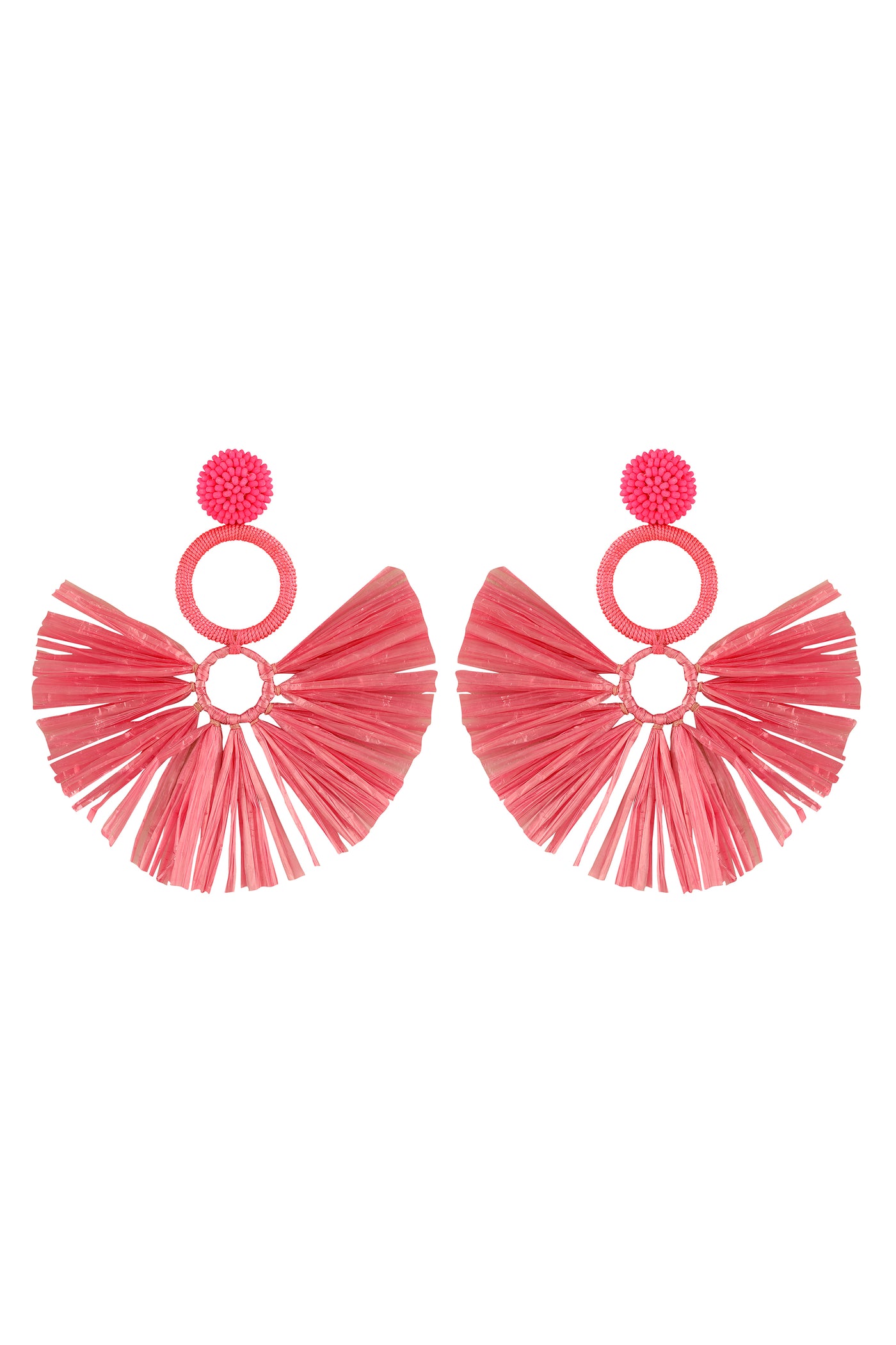 Raya jewels Neon Pink Rafia Earrings fashion jewellery online shopping melange singapore indian designer wear