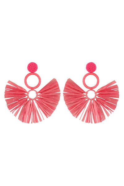 Raya jewels Neon Pink Rafia Earrings fashion jewellery online shopping melange singapore indian designer wear