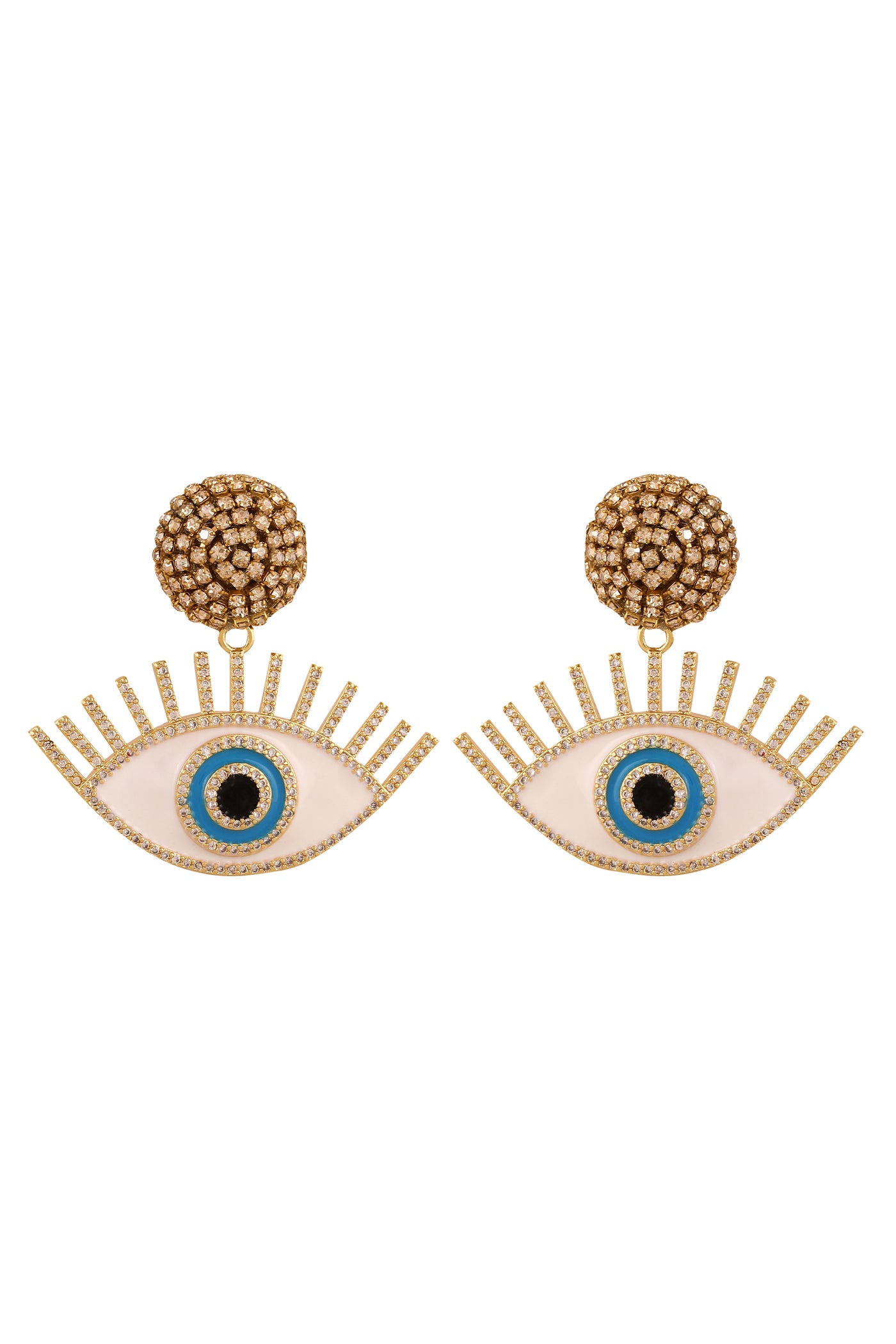 Raya jewels Positive Eye Earrings blue gold fashion jewellery online shopping melange singapore indian designer wear