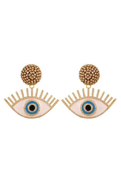 Raya jewels Positive Eye Earrings blue gold fashion jewellery online shopping melange singapore indian designer wear