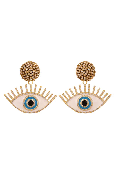 Raya jewels Positive Eye Earrings blue gold fashion jewellery online shopping melange singapore indian designer wear
