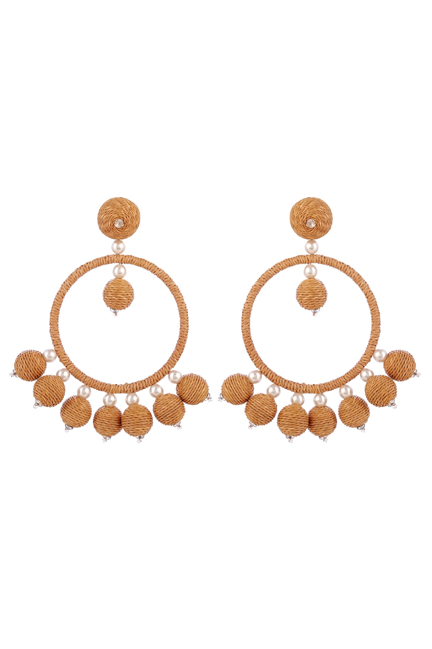 Raya jewels Rafia Statement Earrings beige fashion jewellery online shopping melange singapore indian designer wear