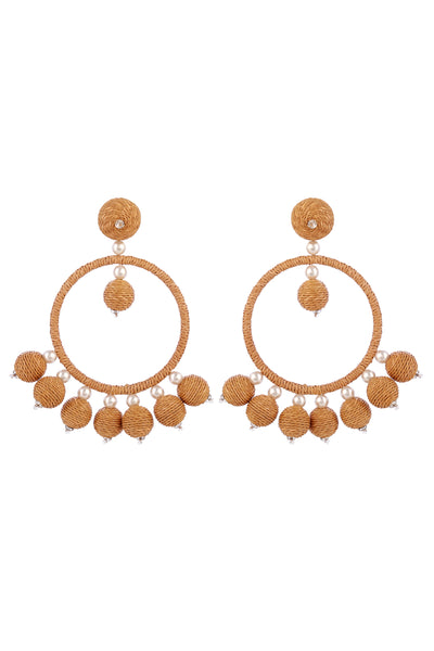 Raya jewels Rafia Statement Earrings beige fashion jewellery online shopping melange singapore indian designer wear