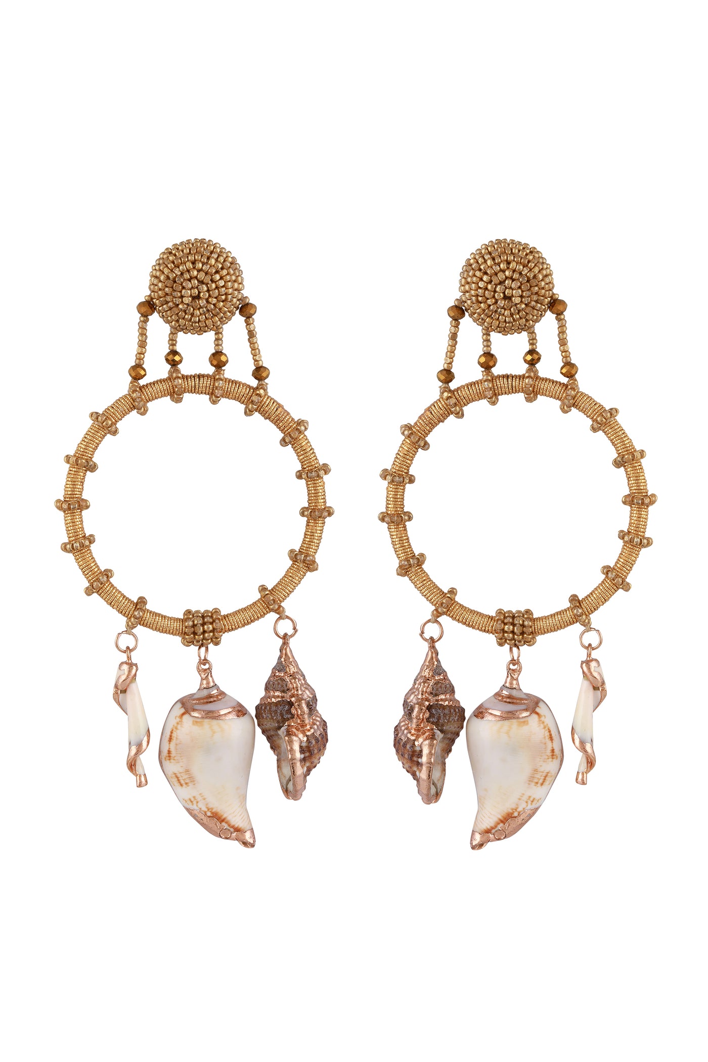 Raya Jewels Statement Shell Earrings fashion jewellery online shopping melange singapore indian designer wear