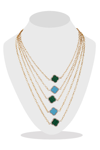 Raya jewels Turquoise & Malachite layered Necklace fashion jewellery online shopping melange singapore indian designer wear