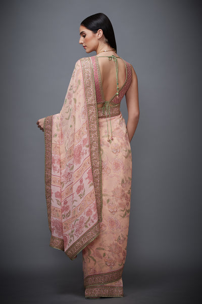 Ri Ritu Kumar V neck sleeveless stitched blouse with saree pink festive wedding bridal online shopping melange singapore indian designer wear