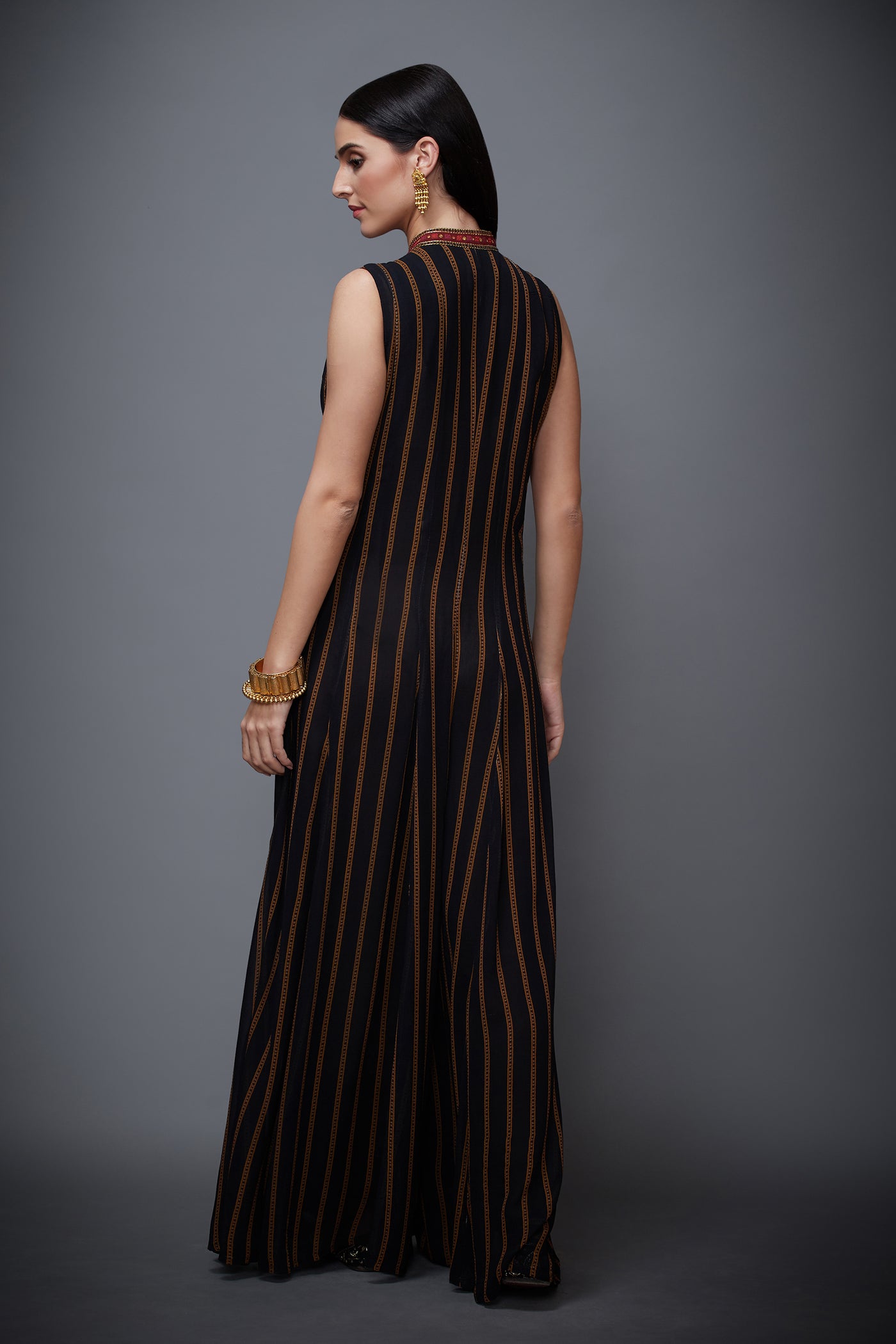 Ritu Kumar - Black Printed Jumpsuit - Melange Singapore - Indian Designer Wear Online Shopping