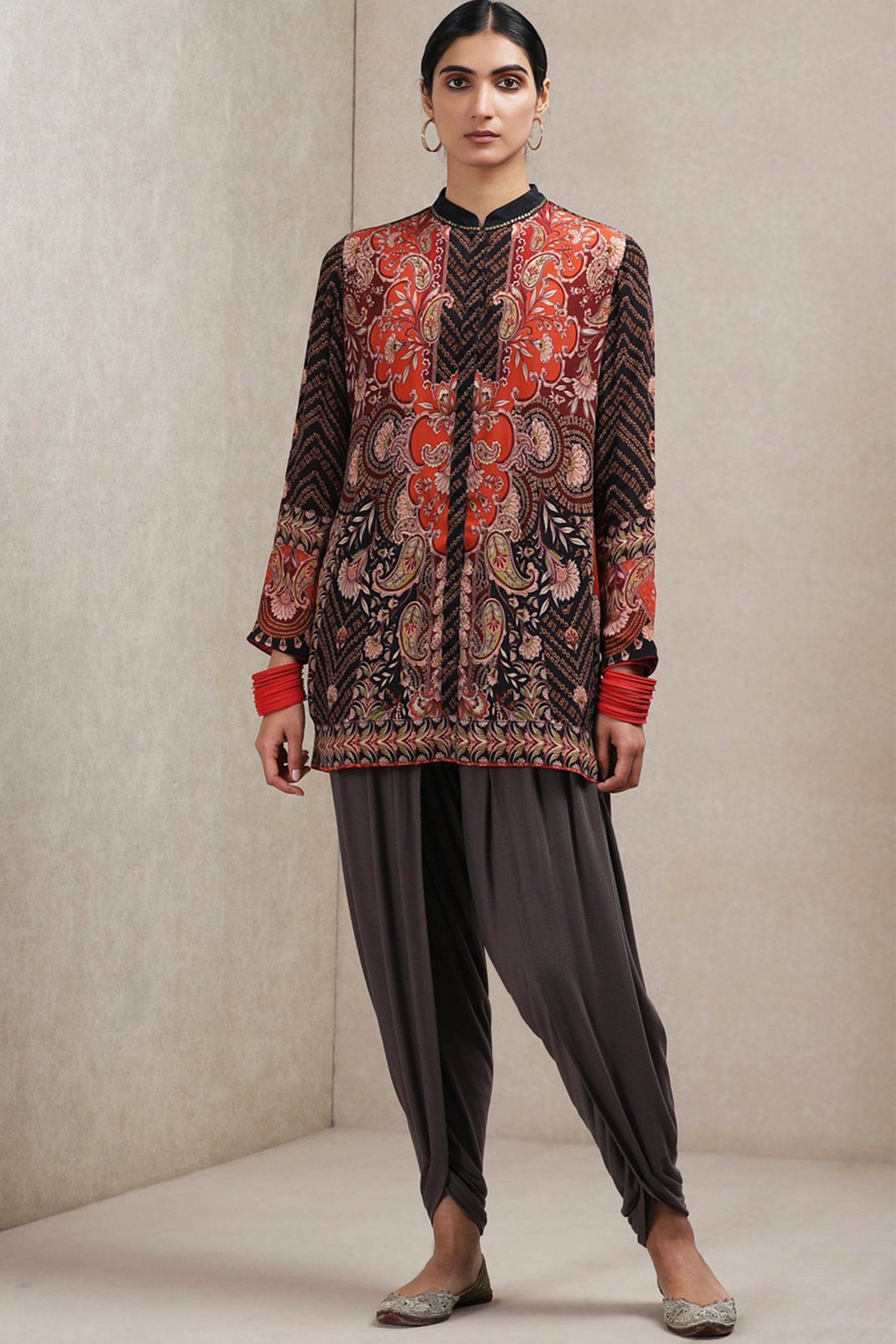 Ritu Kumar - Black Printed Kurti - Melange Singapore - Indian Designer Wear Online Shopping