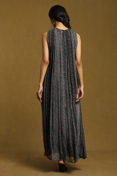 Ritu Kumar Black Geometric Print Layered Long Dress Indian designer wear online shopping melange singapore