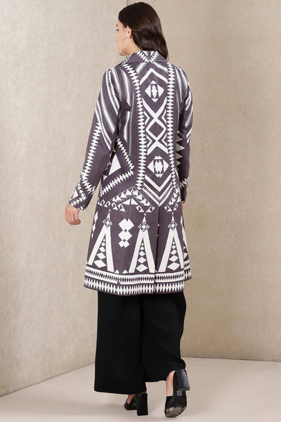 Ritu Kumar Blue & Off White Printed Jacket western indian designer wear online shopping melange singapore