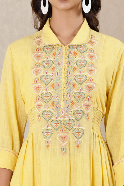 Ritu Kumar Collar Neck 3/4Th Sleeve Embroidered Kurta festive indian designer wear online shopping melange singapore