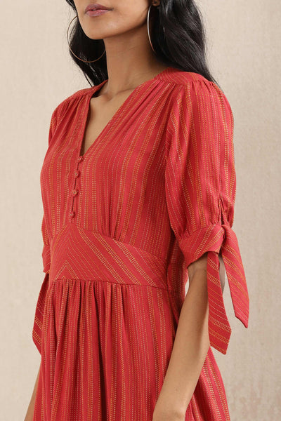 ritu kumar Red Solid Cotton Dress online shopping melange singapore indian designer wear