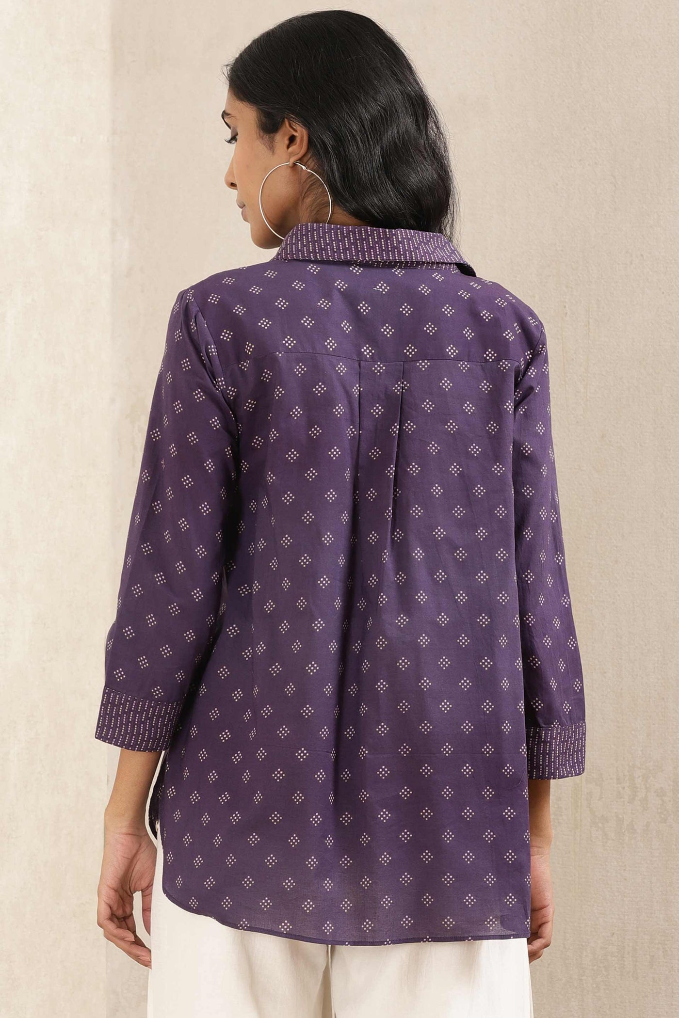 ritu kumar Ink Blue Printed Cotton Kurti online shopping melange singapore indian designer wear