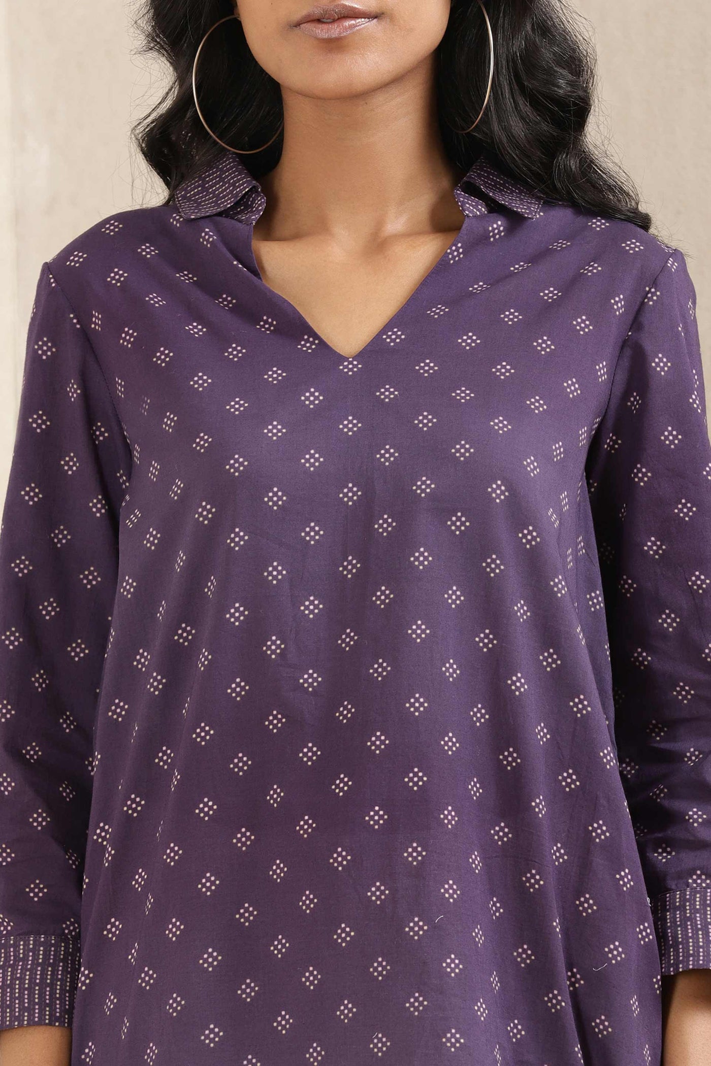 ritu kumar Ink Blue Printed Cotton Kurti online shopping melange singapore indian designer wear