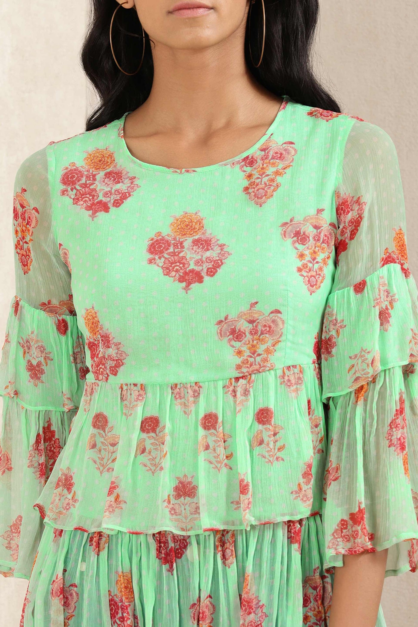 ritu kumar Mint Floral Print Kurti online shopping melange singapore indian designer wear