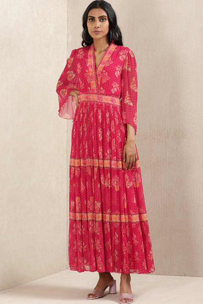ritu kumar Pink Floral Print Dress western indian designer wear online shopping melange singapore