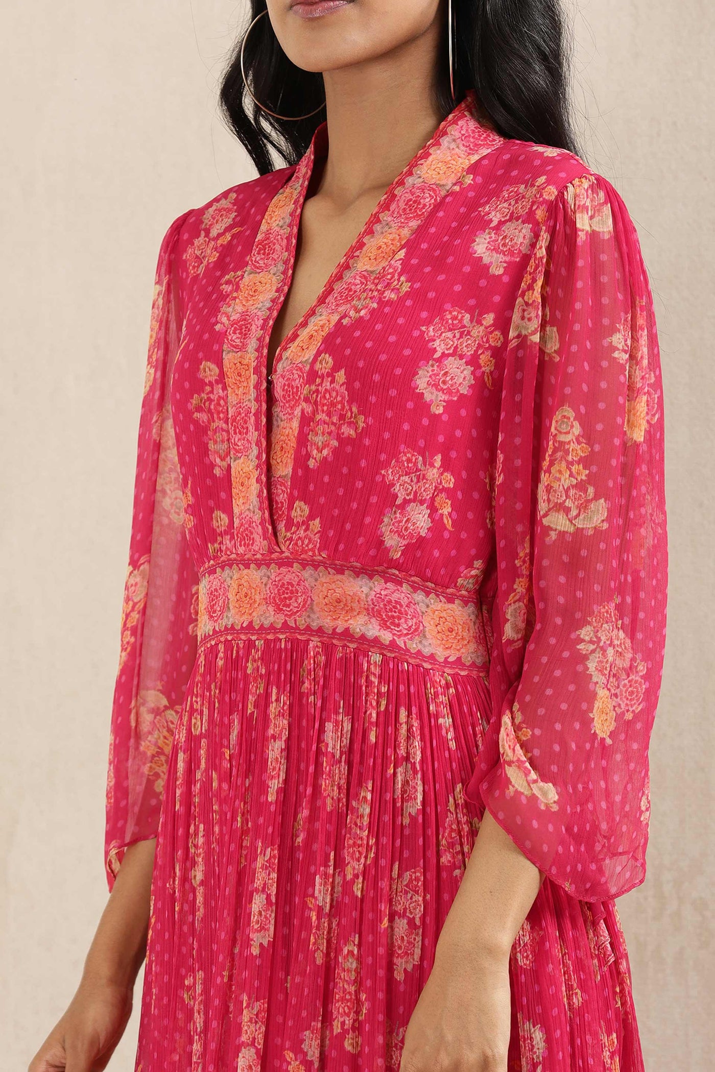 ritu kumar Pink Floral Print Dress western indian designer wear online shopping melange singapore