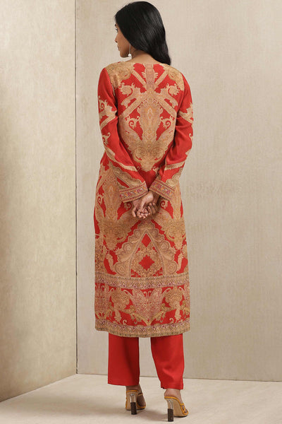 ritu kumar Kurta With Pant And Dupatta red festive indian designer wear online shopping melange singapore