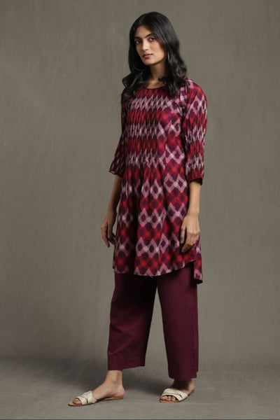 Ritu Kumar Purple pintuck kurta with palazzo Indian designer wear online shopping melange singapore