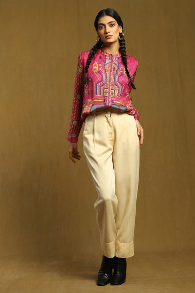 Ritu Kumar Purple Printed Button-Down Shirt Indian designer wear online shopping melange singapore