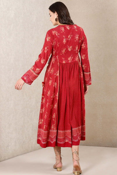 Ritu Kumar Red Printed Kurta western indian designer wear online shopping melange singapore