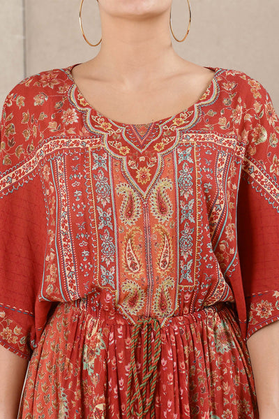 Ritu Kumar Rust Printed Dress western indian designer wear online shopping melange singapore